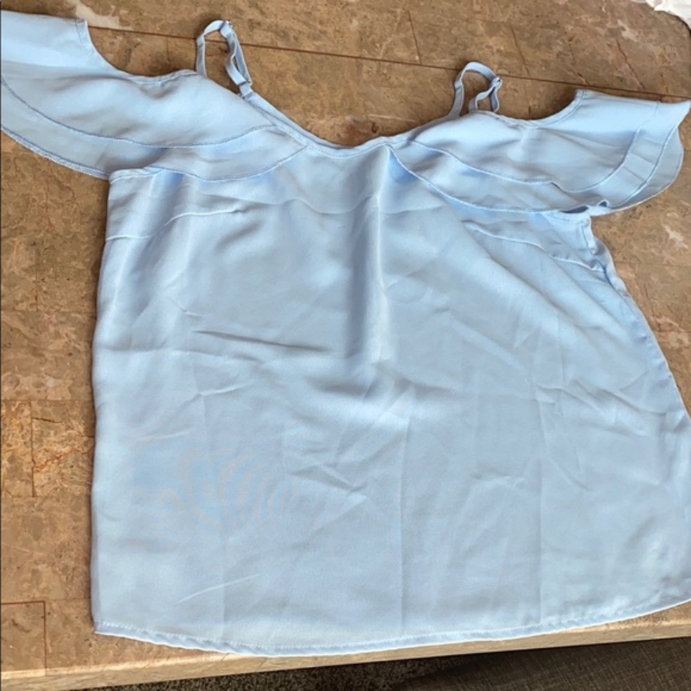 Chic Sky Blue Off-Shoulder Blouse